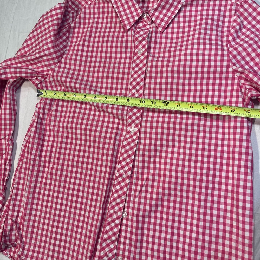 Appleseeds Raspberry hot pink gingham button down blouse 12 - Picture 7 of 8